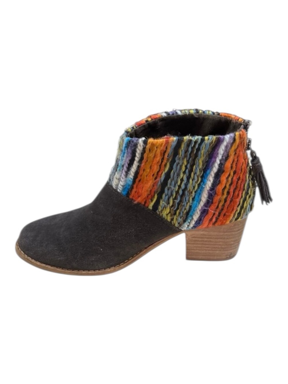 Toms Leila Suede Woven Southwestern Festival Western Boots Womens Size 7